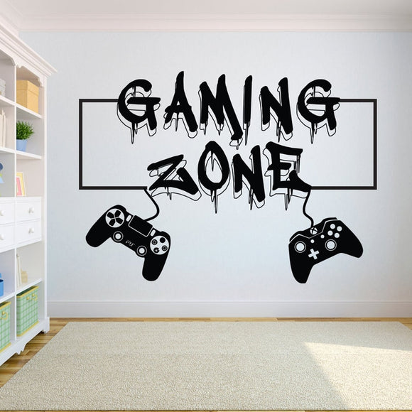 Gamer Wall Decal Gaming Zone Controller Video Game Vinyl Sticker Customized For Kids Bedroom Vinyl Wall Art Decals A734