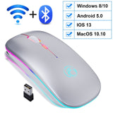 Wireless Mouse RGB Bluetooth Computer Mouse Gaming Silent Rechargeable Ergonomic Mause With LED Backlit USB Mice For PC Laptop
