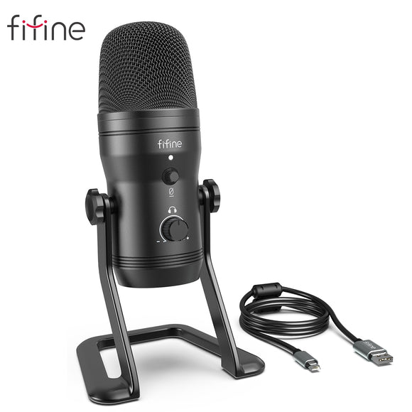 FIFINE USB Recording Microphone Computer Podcast Mic for PC/PS4/Mac,Four Pickup Patterns for Vocals,Gaming,ASMR,Zoom-class(K690)